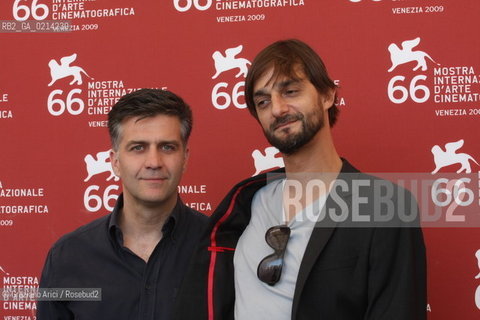 Italy, Venice - September 08th, 2009.66th VENICE INTERNATIONAL FILM FESTIVAL - FILM: VILLALOBOS. LEFT TO RIGHT: THE DIRECTOR ROMUALD KARMAKAR WITH RICARDO VILLALOBOS