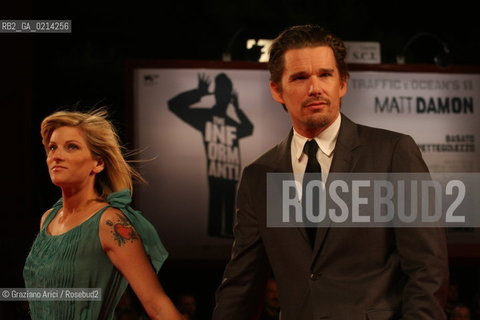 Italy, Venice - September 08th, 2009.66th VENICE INTERNATIONAL FILM FESTIVAL - RED CARPET FILM: BROOKLYNS FINEST. THE ACTOR ETHAN HAWKE WITH HIS WIFE RYAN SHAWHUGHES