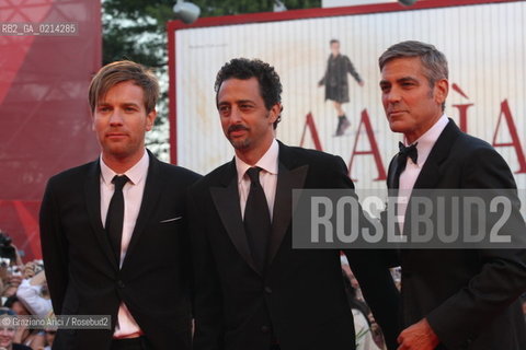 Italy, Venice - September 08th, 2009.66th VENICE INTERNATIONAL FILM FESTIVAL - RED CARPET FILM: THE MEN WHO STARE AT GOATS. THE DIRECTOR GRANT HESLOV WITH THE ACTORS GEORGE CLOONEY AND EWAN MCGREGOR.