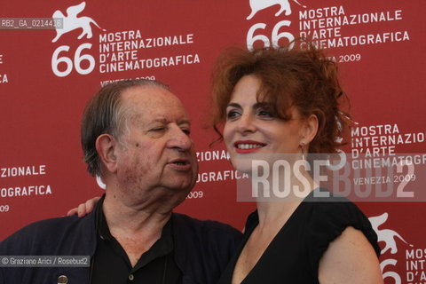 Italy, Venice - September 11th, 2009.66th VENICE INTERNATIONAL FILM FESTIVAL - FILM: HOTEL COURBET. .THE DIRECTOR TINTO BRASS WITH THE ACTRESS CATERINA VARZI