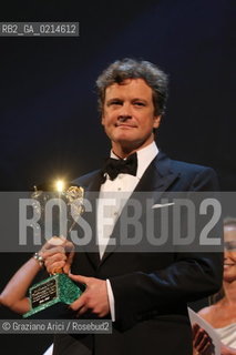 Italy, Venice - September 12th, 2009.66th VENICE INTERNATIONAL FILM FESTIVAL - CLOSING CEREMONY  - COPPA VOLPI FOR BEST ACTOR TO COLIN FIRTH