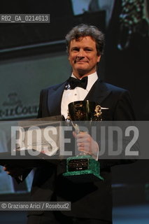 Italy, Venice - September 12th, 2009.66th VENICE INTERNATIONAL FILM FESTIVAL - CLOSING CEREMONY  - COPPA VOLPI FOR BEST ACTOR TO COLIN FIRTH