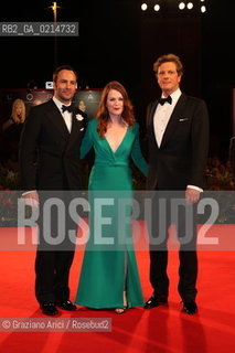 Italy, Venice - September 10th, 2009.66th VENICE INTERNATIONAL FILM FESTIVAL - FILM: A SINGLE MAN. THE DIRECTOR TOM FORD WITH THE ACTORS COLIN FIRTH AND JULIANNE MOORE. ©Graziano Arici/Rosebud2