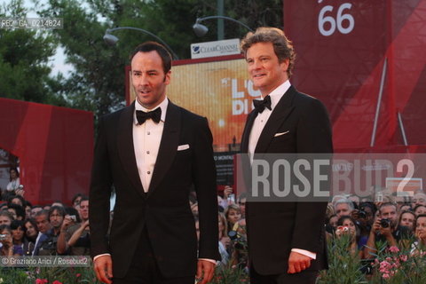 Italy, Venice - September 12th, 2009.66th VENICE INTERNATIONAL FILM FESTIVAL - CLOSING CEREMONY - RED CARPET OFFICIAL AWARDS - THE DIRECTOR OF A SINGLE MAN, TOM FORD WITH THE ACTOR COLIN FIRTH