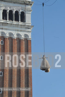 Venice7 februry 2010 - Carnival in St.Marks Square in Venice : Volo dellAngelo  Angel flight by countess Bianca Brandolini dAdda ©Graziano Arici/Rosebud2 carnevale maschera