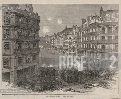 -PARIGI, COMUNE DI PARIGI -SENZA INDICAZIONE DAUTORE, IL COMBATTIMENTO IN RUE DE RIVOLI, BARRICATA, 1871.  LITOGRAFIA, CM 23,6X19,1 ©ARCHIVIO Graziano Arici/Rosebud2  BARRICATA, COMUNE DI PARIGI, FOTOANTICHE.-PARIS, PARIS COMMUNE NO AUTHORS INDICATION, THE RUE DE RIVOLI BATTLE, BARRICADE, 1871, LITHOGRAPH, CM 23,6X19,1 ©Graziano Arici / rosebud2