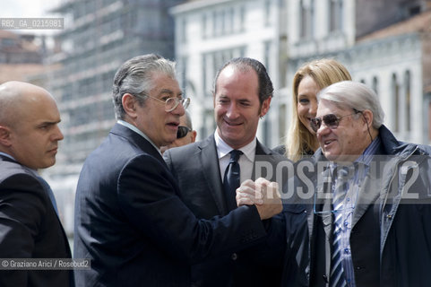 Venice 17/5/10 - The minister for the Reform Umberto Bossi, visiting Venice, with the Veneto Governor Luca Zaia, the Under-minister Francesca Martini and the Treviso Major Gian Paolo Gobbo politica Lega  ©Graziano Arici/Rosebud2