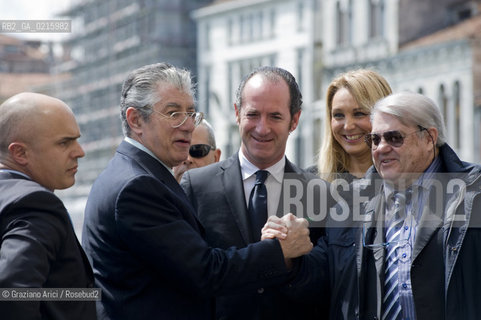 Venice 17/5/10 - The minister for the Reform Umberto Bossi, visiting Venice, with the Veneto Governor Luca Zaia, the Under-minister Francesca Martini and the Treviso Major Gian Paolo Gobbo politica Lega  ©Graziano Arici/Rosebud2