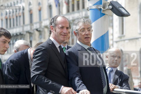 Venice 17/5/10 - The minister for the Reform Umberto Bossi, visiting Venice, with the Veneto Governor Luca Zaia  politica Lega  ©Graziano Arici/Rosebud2