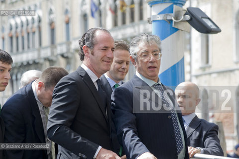 Venice 17/5/10 - The minister for the Reform Umberto Bossi, visiting Venice, with the Veneto Governor Luca Zaia  politica Lega  ©Graziano Arici/Rosebud2