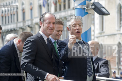 Venice 17/5/10 - The minister for the Reform Umberto Bossi, visiting Venice, with the Veneto Governor Luca Zaia  politica Lega  ©Graziano Arici/Rosebud2