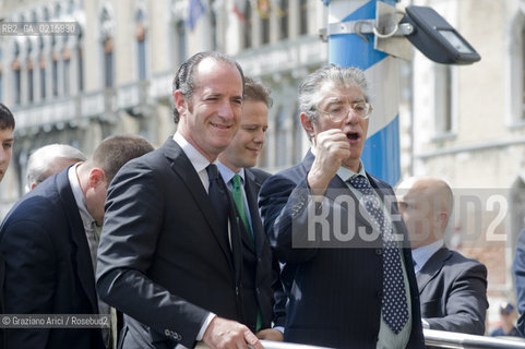 Venice 17/5/10 - The minister for the Reform Umberto Bossi, visiting Venice, with the Veneto Governor Luca Zaia  politica Lega  ©Graziano Arici/Rosebud2