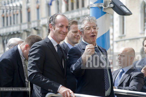 Venice 17/5/10 - The minister for the Reform Umberto Bossi, visiting Venice, with the Veneto Governor Luca Zaia  politica Lega  ©Graziano Arici/Rosebud2