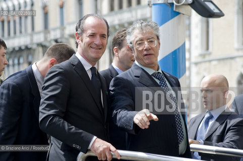 Venice 17/5/10 - The minister for the Reform Umberto Bossi, visiting Venice, with the Veneto Governor Luca Zaia  politica Lega  ©Graziano Arici/Rosebud2