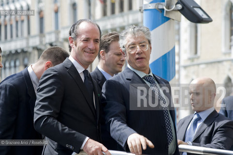 Venice 17/5/10 - The minister for the Reform Umberto Bossi, visiting Venice, with the Veneto Governor Luca Zaia  politica Lega  ©Graziano Arici/Rosebud2