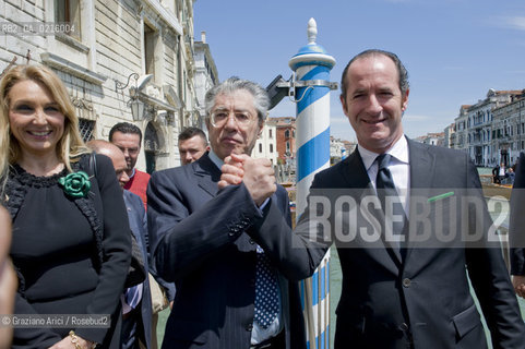Venice 17/5/10 - The minister for the Reform Umberto Bossi, visiting Venice, with the Veneto Governor Luca Zaia, the Under-minister Francesca Martini  politica Lega  ©Graziano Arici/Rosebud2