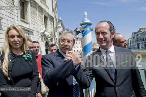 Venice 17/5/10 - The minister for the Reform Umberto Bossi, visiting Venice, with the Veneto Governor Luca Zaia, the Under-minister Francesca Martini  politica Lega  ©Graziano Arici/Rosebud2