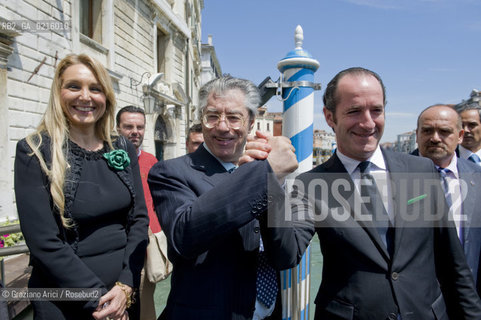 Venice 17/5/10 - The minister for the Reform Umberto Bossi, visiting Venice, with the Veneto Governor Luca Zaia, the Under-minister Francesca Martini  politica Lega  ©Graziano Arici/Rosebud2