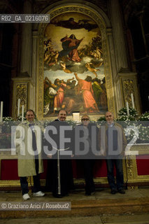 Venice 13/5/10 - The composer and pianist Michael Nyman in concert in Frari Church in Venice, in front of the well-known Tizianòs painting Assunta musica pianista ©Graziano Arici/Rosebud2