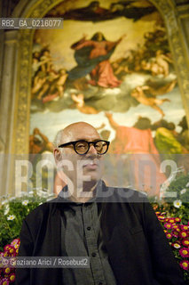Venice 13/5/10 - The composer and pianist Michael Nyman in concert in Frari Church in Venice, in front of the well-known Tizianòs painting Assunta musica pianista ©Graziano Arici/Rosebud2