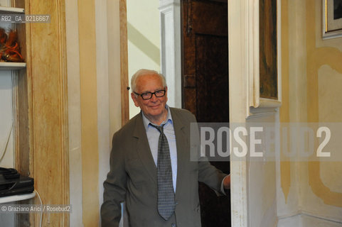 Venice 2/7/10 - the fashion designer Pierre Cardin open his Palace in Venice to present his Musical Casanova in World Premiere in Venice. His Palace, Cà Bragadin, was the House of Giacomo Casanova : Pierre Cardin shows a secret passage of his Palace.  stilista moda ©Graziano Arici/Rosebud2
