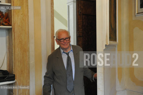 Venice 2/7/10 - the fashion designer Pierre Cardin open his Palace in Venice to present his Musical Casanova in World Premiere in Venice. His Palace, Cà Bragadin, was the House of Giacomo Casanova : Pierre Cardin shows a secret passage of his Palace.  stilista moda ©Graziano Arici/Rosebud2