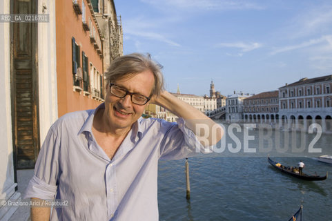 Venice 29/6/10 - The new Curator of the Venetian Museums Vittorio Sgarbi at the Grand Canal ©Graziano Arici/Rosebud2