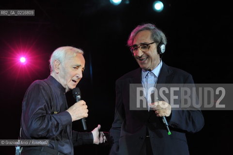 Venice 16/7/10 - The singer and composer Charles Aznavour in Concert with Franco Battiato in S.Mark Square musica cantante ©Graziano Arici/Rosebud2