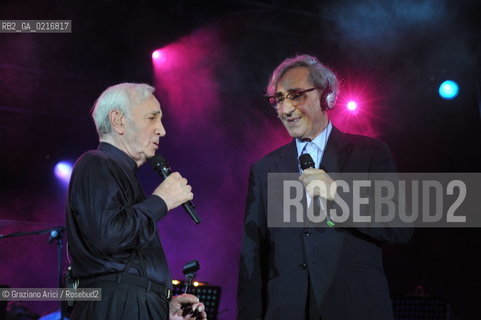 Venice 16/7/10 - The singer and composer Charles Aznavour in Concert with Franco Battiato in S.Mark Square musica cantante ©Graziano Arici/Rosebud2