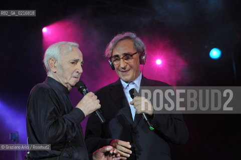 Venice 16/7/10 - The singer and composer Charles Aznavour in Concert with Franco Battiato in S.Mark Square musica cantante ©Graziano Arici/Rosebud2