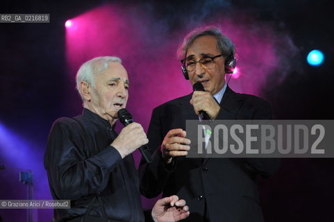 Venice 16/7/10 - The singer and composer Charles Aznavour in Concert with Franco Battiato in S.Mark Square musica cantante ©Graziano Arici/Rosebud2
