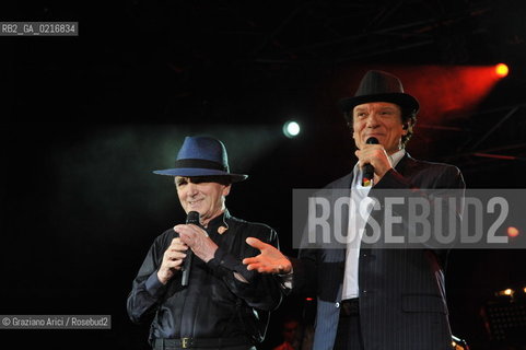 Venice 16/7/10 - The singer and composer Charles Aznavour with the singer and actor Massimo Ranieri in Concert in S.Mark Square musica cantante ©Graziano Arici/Rosebud2