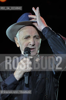 Venice 16/7/10 - The singer and composer Charles Aznavour with the singer and actor Massimo Ranieri in Concert in S.Mark Square musica cantante ©Graziano Arici/Rosebud2