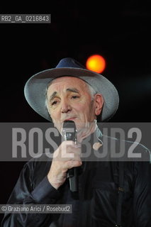 Venice 16/7/10 - The singer and composer Charles Aznavour with the singer and actor Massimo Ranieri in Concert in S.Mark Square musica cantante ©Graziano Arici/Rosebud2
