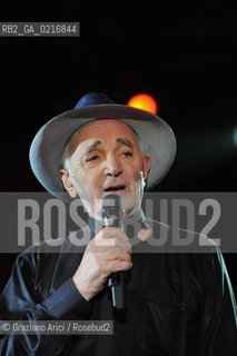 Venice 16/7/10 - The singer and composer Charles Aznavour with the singer and actor Massimo Ranieri in Concert in S.Mark Square musica cantante ©Graziano Arici/Rosebud2