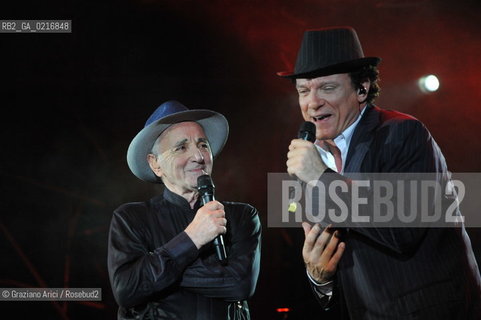 Venice 16/7/10 - The singer and composer Charles Aznavour with the singer and actor Massimo Ranieri in Concert in S.Mark Square musica cantante ©Graziano Arici/Rosebud2