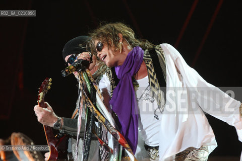 03/07/10 Mestre Parco S.Giuliano (Venice) - Heineken Jammin Festival : The rock group The Aerosmith : Steven Tyler musica rock ©Graziano Arici/Rosebud2