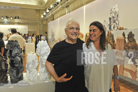 Venice 25/08/2010 - The architect Frank O.Gehry with his Project for the Luma Foundation in Parc des Ateliers in Arles and Maia Hoffmann Luma Foundation President  Architettura architetti ©Graziano Arici/Rosebud2