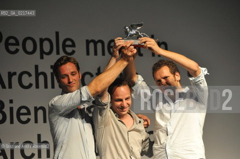 Venice 26/08/2010 -  12 Architecture Biennale: Palazzo delle Esposizioni - Silver Lion for a promising young participant of the Exhibition People meet in architecture to OFFICE Kersten Geers David Van Severen + Bas Princen 7 rooms 21 Perspectives-  Architettura architetti giardini leone ©Graziano Arici/Rosebud2