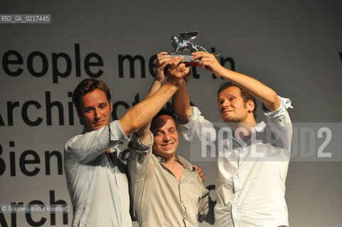 Venice 26/08/2010 -  12 Architecture Biennale: Palazzo delle Esposizioni - Silver Lion for a promising young participant of the Exhibition People meet in architecture to OFFICE Kersten Geers David Van Severen + Bas Princen 7 rooms 21 Perspectives-  Architettura architetti giardini leone ©Graziano Arici/Rosebud2