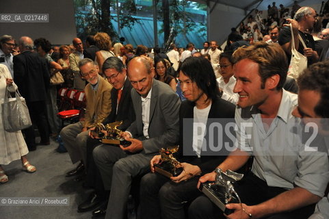 Venice 26/08/2010 -  12 Architecture Biennale: Palazzo delle Esposizioni - The architect Rem Koolhaas, La Biennale Golden Lion for Lifetime Achievement  with the other Prix of the Architecture Biennale -  Architettura architetti giardini leone oro carriera ©Graziano Arici/Rosebud2