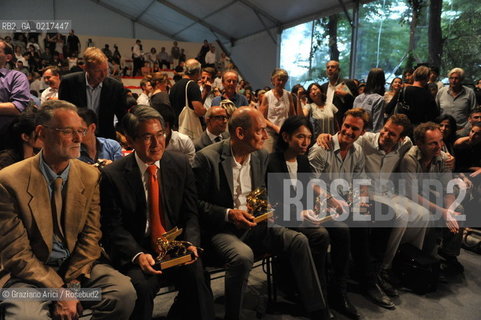 Venice 26/08/2010 -  12 Architecture Biennale: Palazzo delle Esposizioni - The architect Rem Koolhaas, La Biennale Golden Lion for Lifetime Achievement  with the other Prix of the Architecture Biennale -  Architettura architetti giardini leone oro carriera ©Graziano Arici/Rosebud2