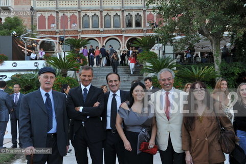 Venice 3/09/10 - The five writer finalist of the Campiello Prize: Antonio Pennacchi, Gianrico Carofiglio, Andrea Tomat, Michela Murgia, Gad Lerner and Laura Pariani in the Excelsio Hotel Lido Beach letteratura ©Graziano Arici/Rosebud2
