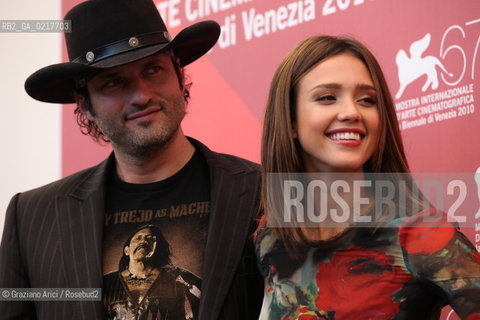 67th Venice International Film Festival - Venice September 1, 2010 - Film Machete - The director Robert Rodriguez with the actress Jessica Alba