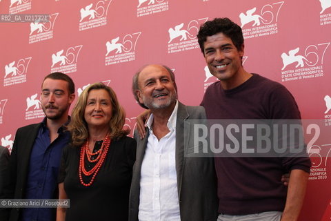 67th Venice International Film Festival - Venice September 1, 2010 - Film Vittorio Racconta Gassman - Una Vita da Mattatore - Left to right: Jacopo Gassman, Paola Gassman, the director Giancarlo Scarchilli, Alessandro Gassman