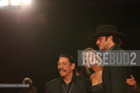 67th Venice International Film Festival - Venice September 1, 2010 - Red Carpet of the Film Machete - The director Robert Rodriguez with the actress Jessica Alba and the actor Danny Trejo