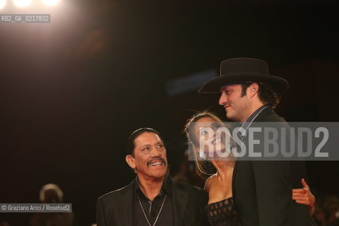 67th Venice International Film Festival - Venice September 1, 2010 - Red Carpet of the Film Machete - The director Robert Rodriguez with the actress Jessica Alba and the actor Danny Trejo