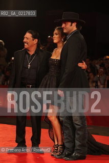 67th Venice International Film Festival - Venice September 1, 2010 - Red Carpet of the Film Machete - The director Robert Rodriguez with the actress Jessica Alba and the actor Danny Trejo