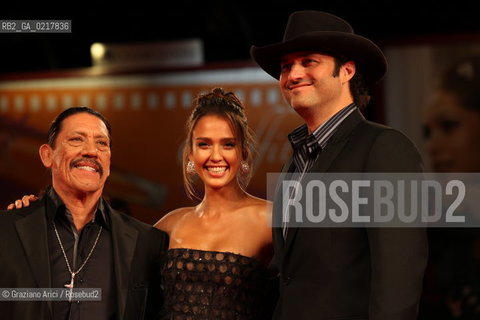 67th Venice International Film Festival - Venice September 1, 2010 - Red Carpet of the Film Machete - The director Robert Rodriguez with the actress Jessica Alba and the actor Danny Trejo