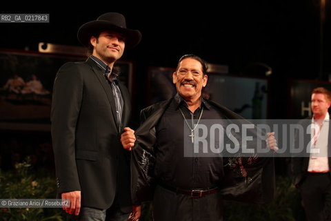 67th Venice International Film Festival - Venice September 1, 2010 - Red Carpet of the Film Machete - The director Robert Rodriguez with the actor Danny Trejo